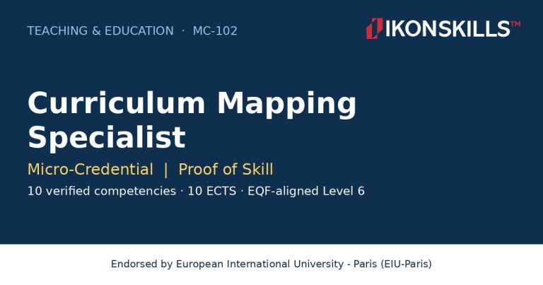 Curriculum Mapping Specialist Micro-Credential by IKON SKILLS, endorsed by EIU-Paris