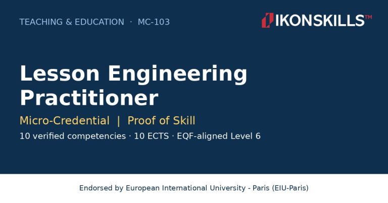Lesson Engineering Practitioner Micro-Credential by IKON SKILLS, endorsed by EIU-Paris