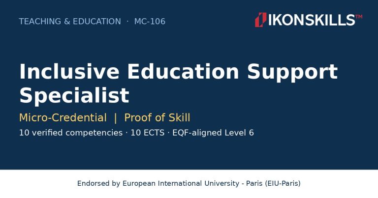 Inclusive Education Support Specialist Micro-Credential by IKON SKILLS, endorsed by EIU-Paris