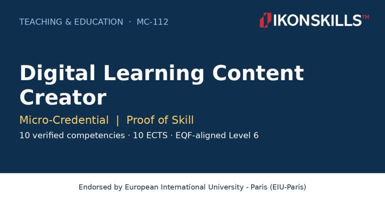Digital Learning Content Creator Micro-Credential by IKON SKILLS, endorsed by EIU-Paris